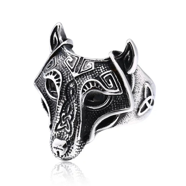 Stainless Steel Nordic  Wolf Viking Ring