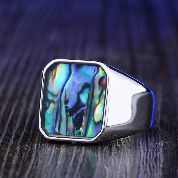 Stainless Steel Abalone Shell Ring