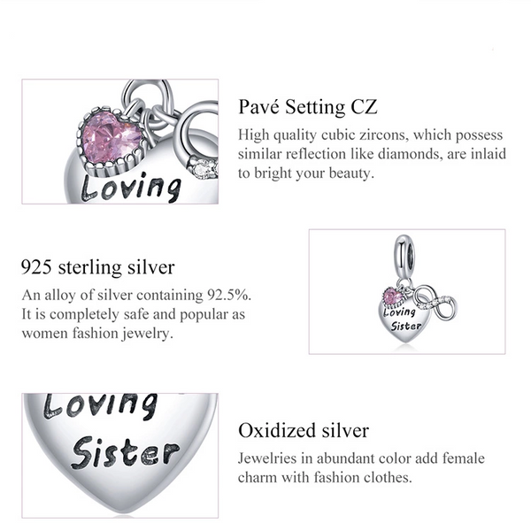 Sterling Silver Loving Sister Charm