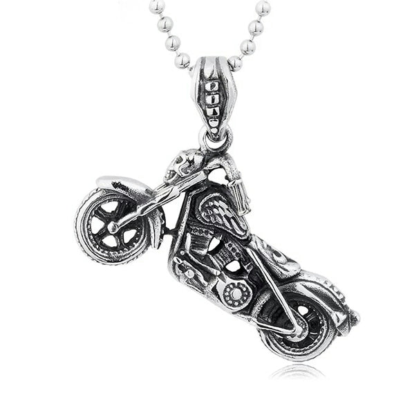 Stainless Steel Ghost Rider Motorcycle Necklace