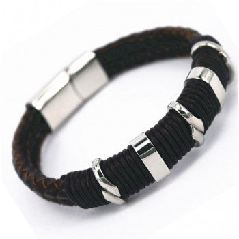 Stainless Steel and Leather Bracelet