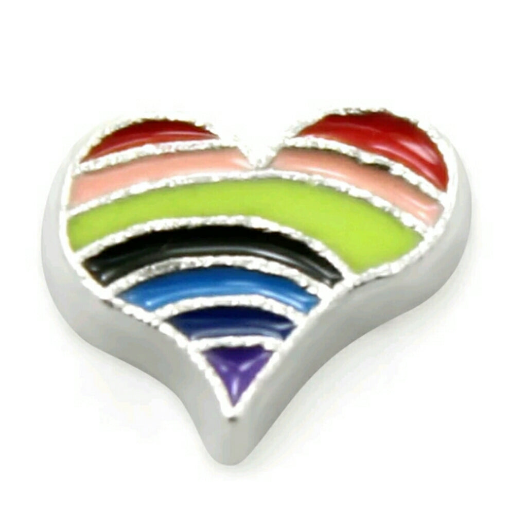 Rainbow Heart Floating Charm