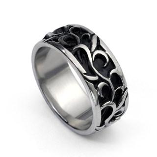 Stainless Steel Tribal Wedding Band