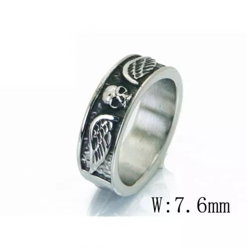 Stainless Steel Skull Wing Ring