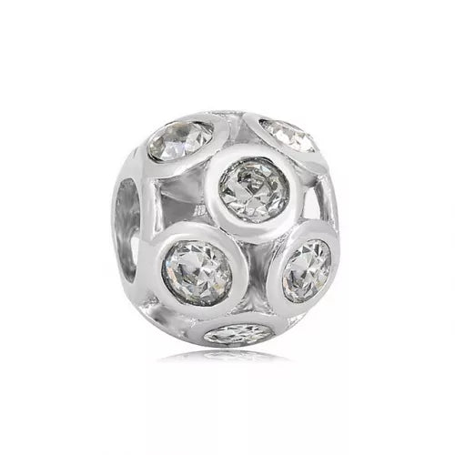 Stainless Steel Round CZ Charm